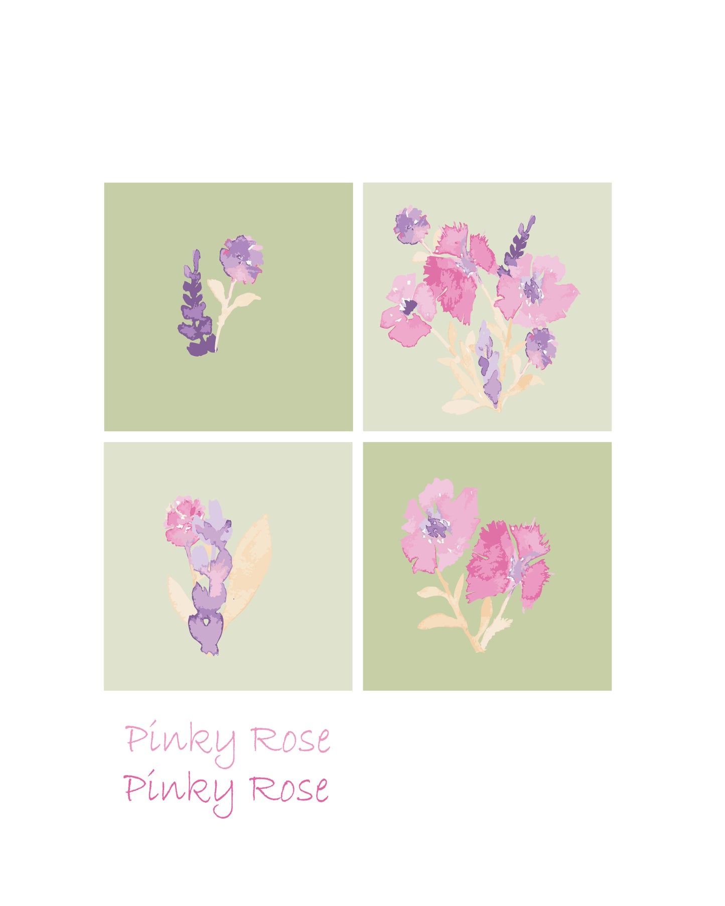 Pinky Rose Collection-3patterns + 4 artworks + Pinky Rose Lettering.